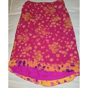 Johnny Was Silk Skirt Floral Pattern, Size XS, 100% Silk, Lined